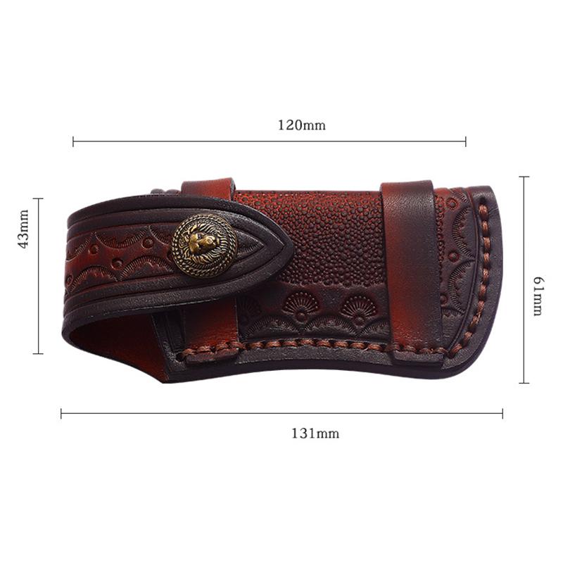 Zhipu Geschnitzte Ledertasche Kopfschicht Rindsleder Klappmesseretui Holster