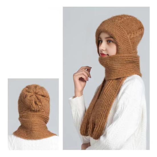Yousheng Scarf Hat Solid Color Lightweight Thermal Knit Hat Autumn Winter Outdoor Activities Travel Cycling Headwear
