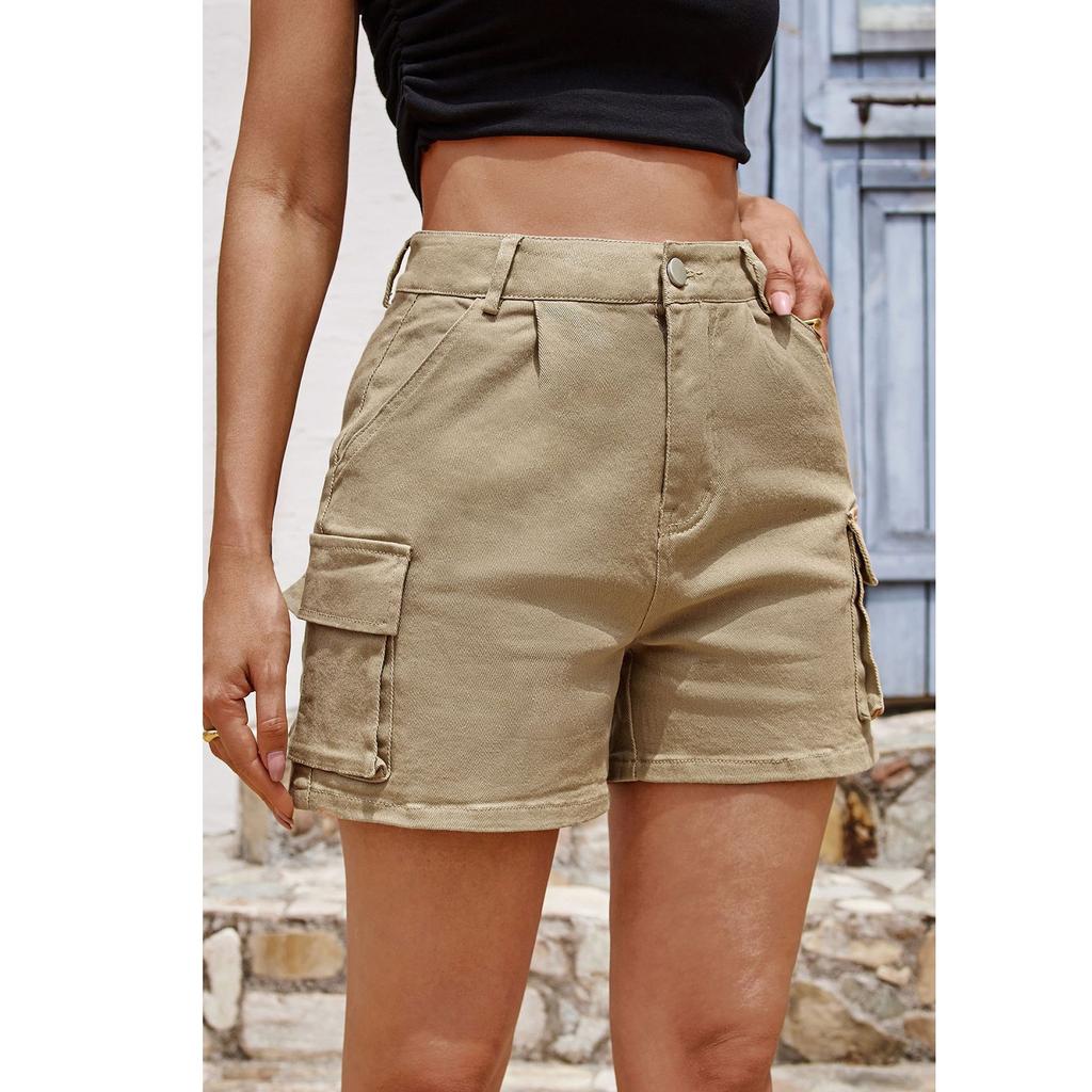 Women's Denim Casual Comfortable Solid Color Workwear Multi-pocket Personality Street Shorts Women
