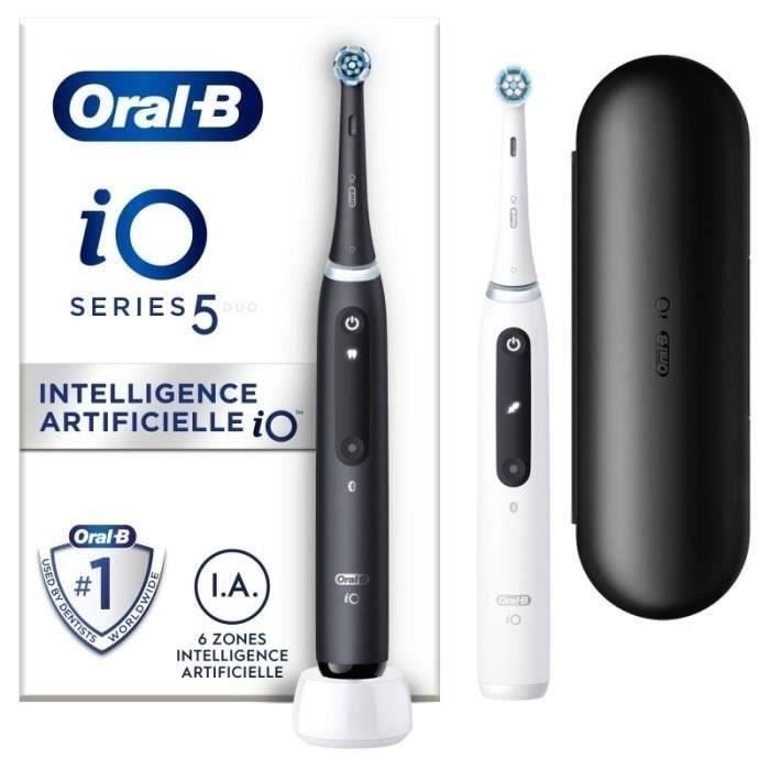 Oral-B iO 5 2 ცალი, ელექტრო კბილის ჯაგრისები შავი და თეთრი, 2 საცმი