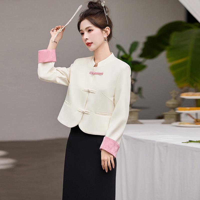 2024 Autumn Women's Two-Piece Set: Pan Buckle Jacket & Mid-Length Skirt - New Chinese National Style DJ5803
