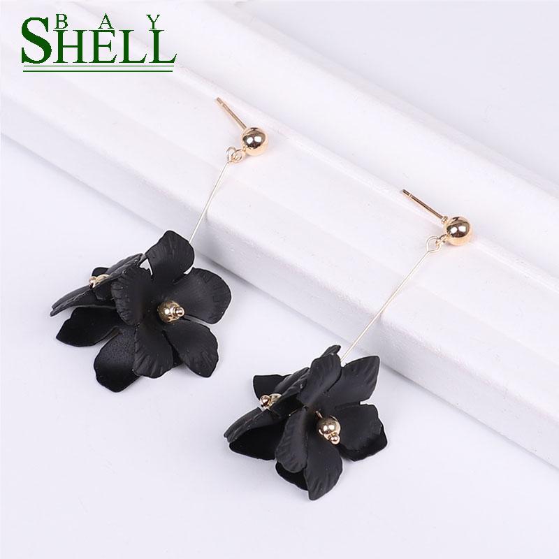 Shell Bay Metal Flowers Earrings For Women Long Drop Earrings Boho Fashion Geometric Simple Punk Cc Cute Earring Girls Boho