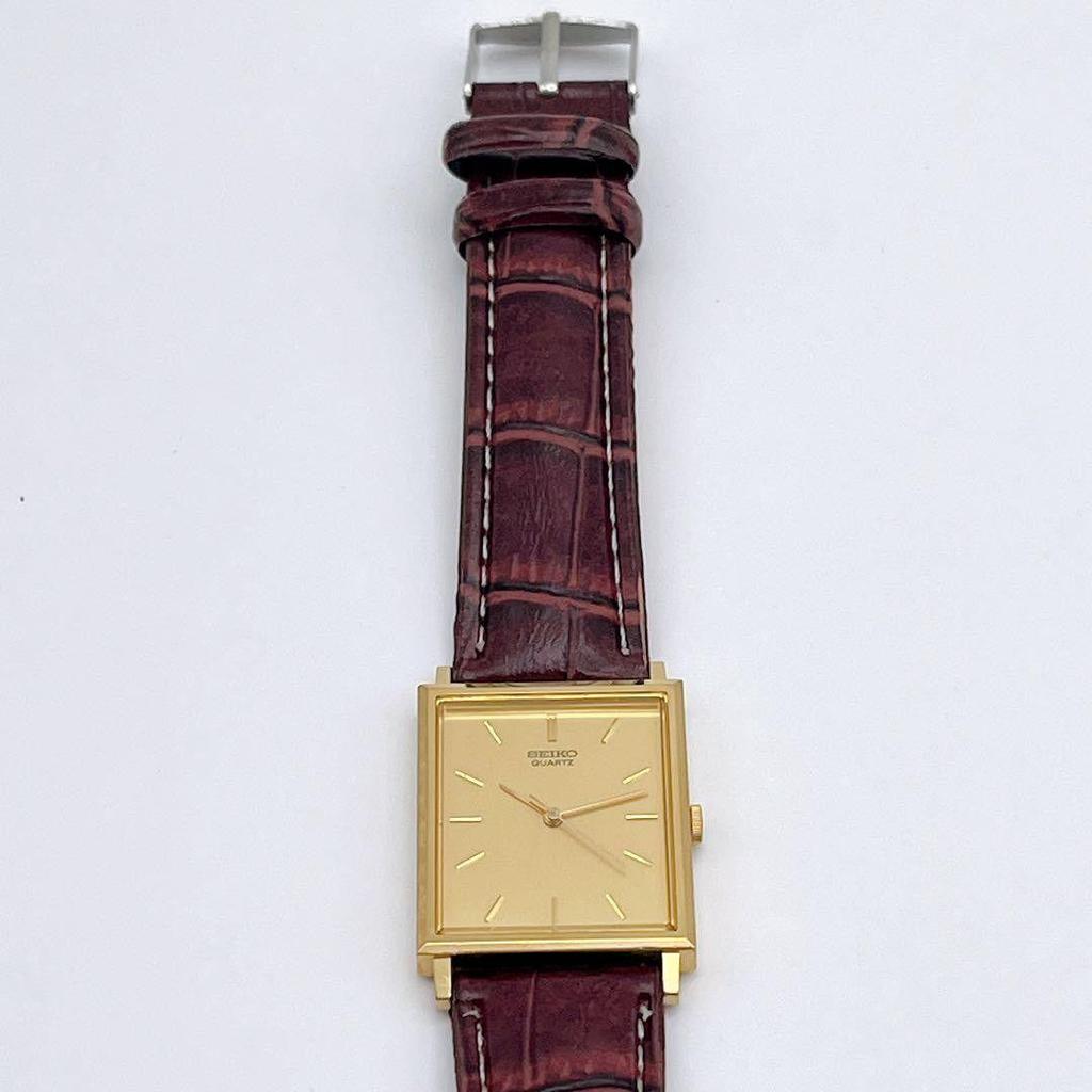 Used Vintage SEIKO Seiko men's watch square tank gold 80s