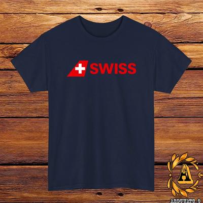 Swiss International Airlines Logo T-Shirt Schwarz/Grau/Weiß/Marineblau/Rot/Blau S-5XL