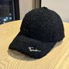 New Wide Brimmed Lambswool Baseball Hat for Women Korean Version Autumn and Winter Warm Face Showing Small Plush Fashionable Versatile Peaked Cap