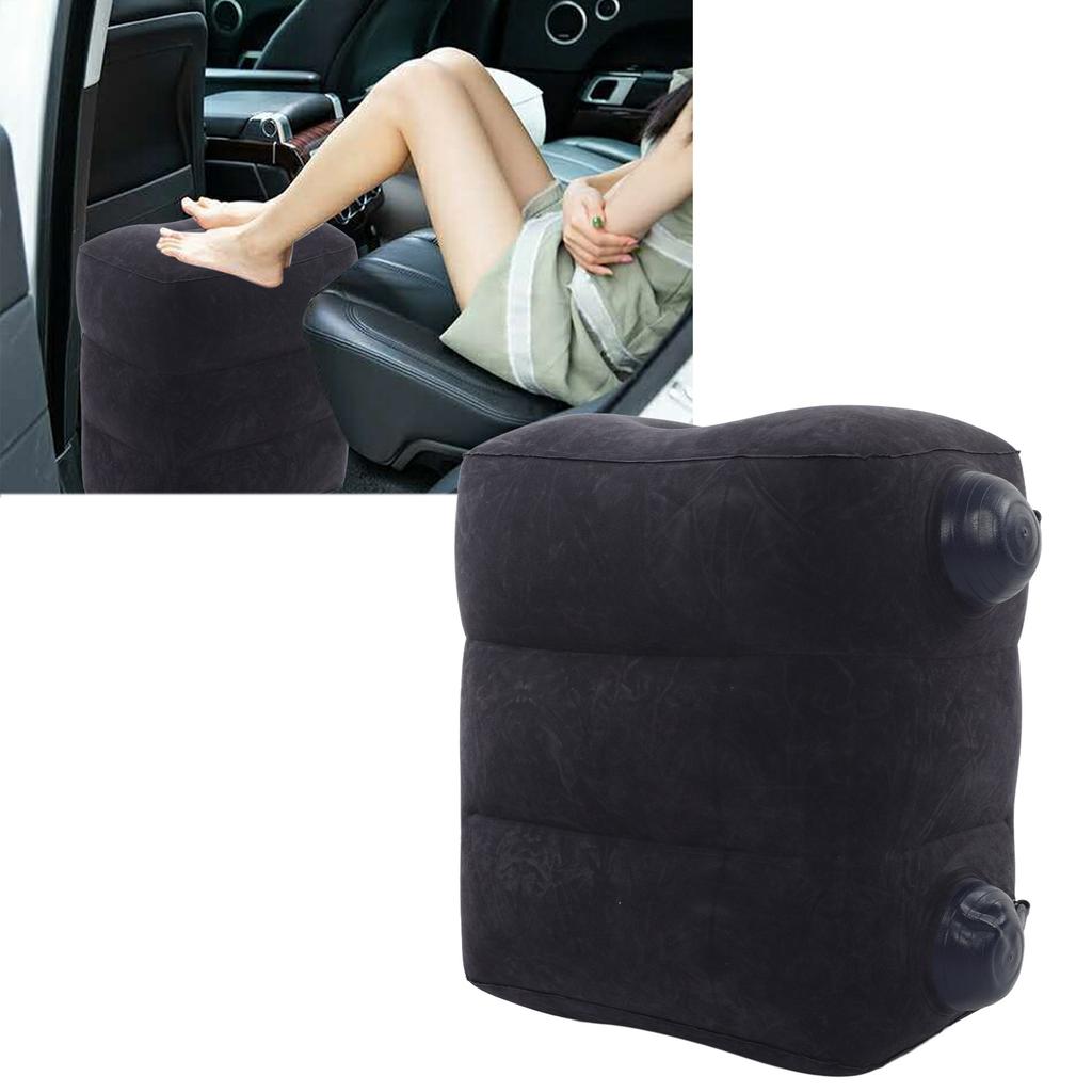 Inflatable Foot Rest Promote Blood Circulation Relieve Fatigue PVC Flocking Inflatable Footrest Cushion for Travel