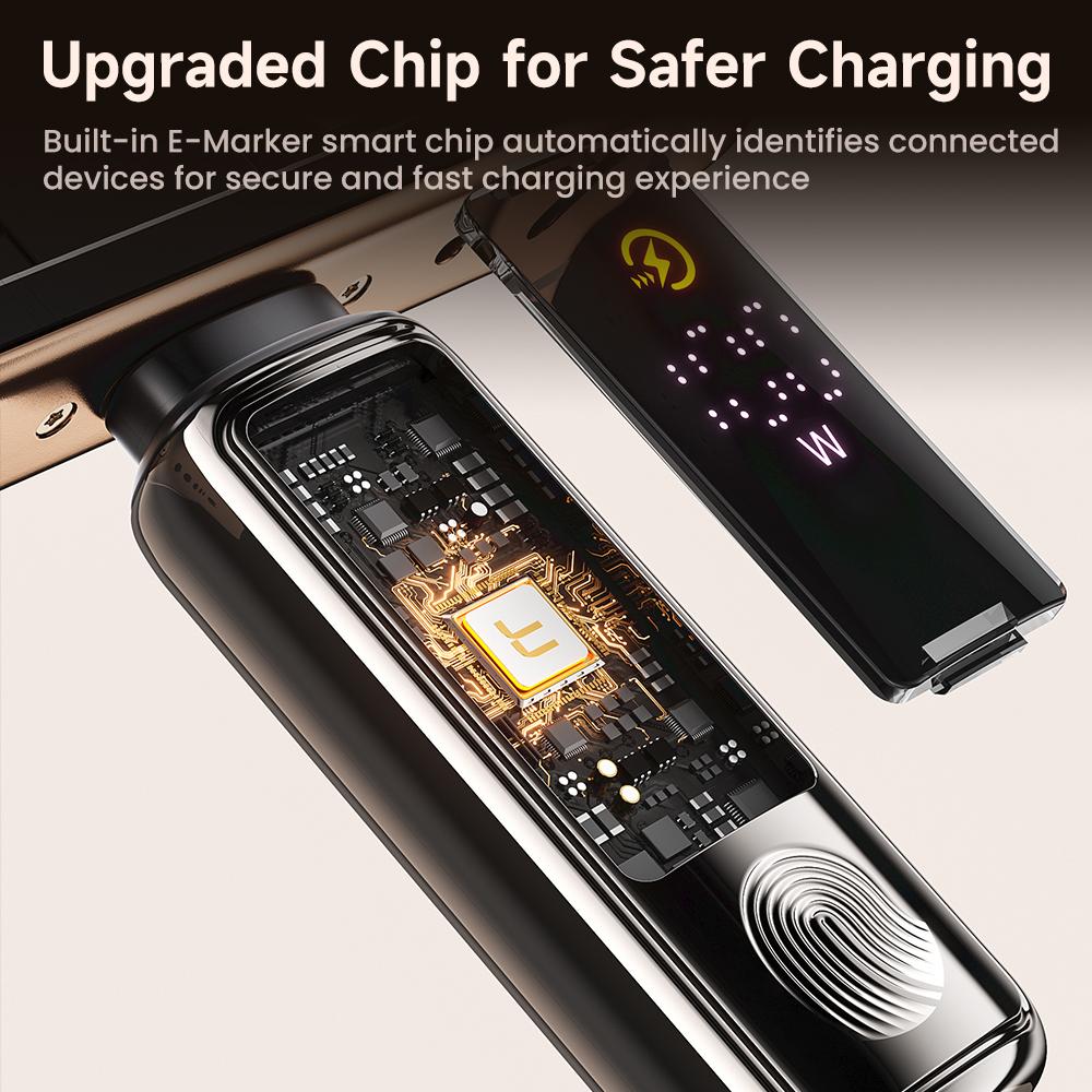 TOOCKI TX107C2 2m 100W Fast Charging USB C to USB C Cable Touch Control LED Display Data Sync Cord