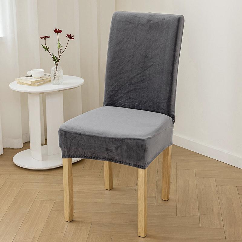 Velvet Dining Chair Cover Dustproof Elastic Soft Chair Seat Cover Slipcover Suitable for Living Room Home Decor Office 1PC