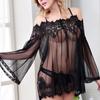 Damen Sexy durchsichtiges, schulterfreies Unterwäsche-Kleid, Nachtwäsche, Spitzen-G-String-Set