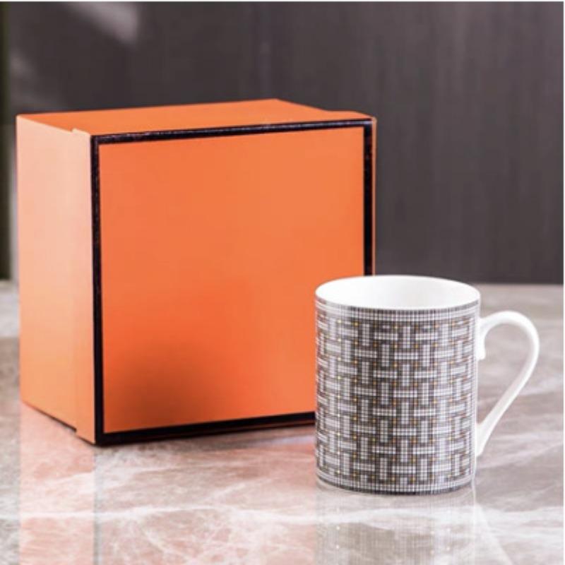 Elegant European Style Ceramic Mug Luxury Bone China Coffee Cup Breakfast Milk Cup Mosaic Design Brand Gift Box