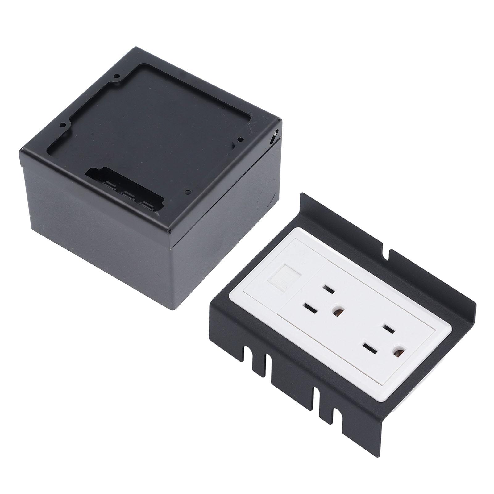 

Вбудована підлогова розетка 2 розетки змінного струму та комп ютерний порт Чорна нержавіюча сталь Коробка для силової розетки для