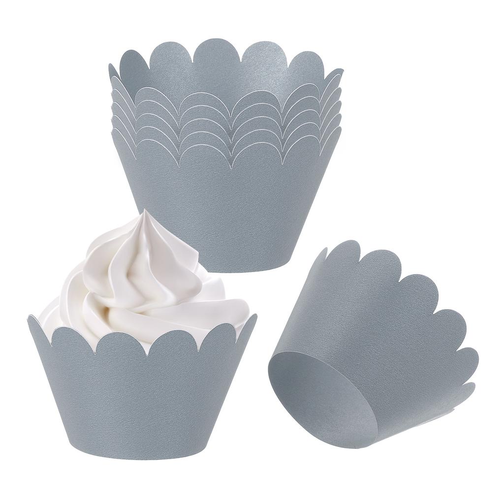 50pcs Baking Cupcake Wrapper Wraps Cake Box Baking Cups Standard Wave Decoration for Anniversary Birthday Weddings Parties