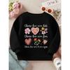 Kids Sweatshirt Embrace Love: A Whimsical Floral Reminder of Kindness Print Long Sleeve Crewneck Sweatshirt - Soft Casual Pullover Top