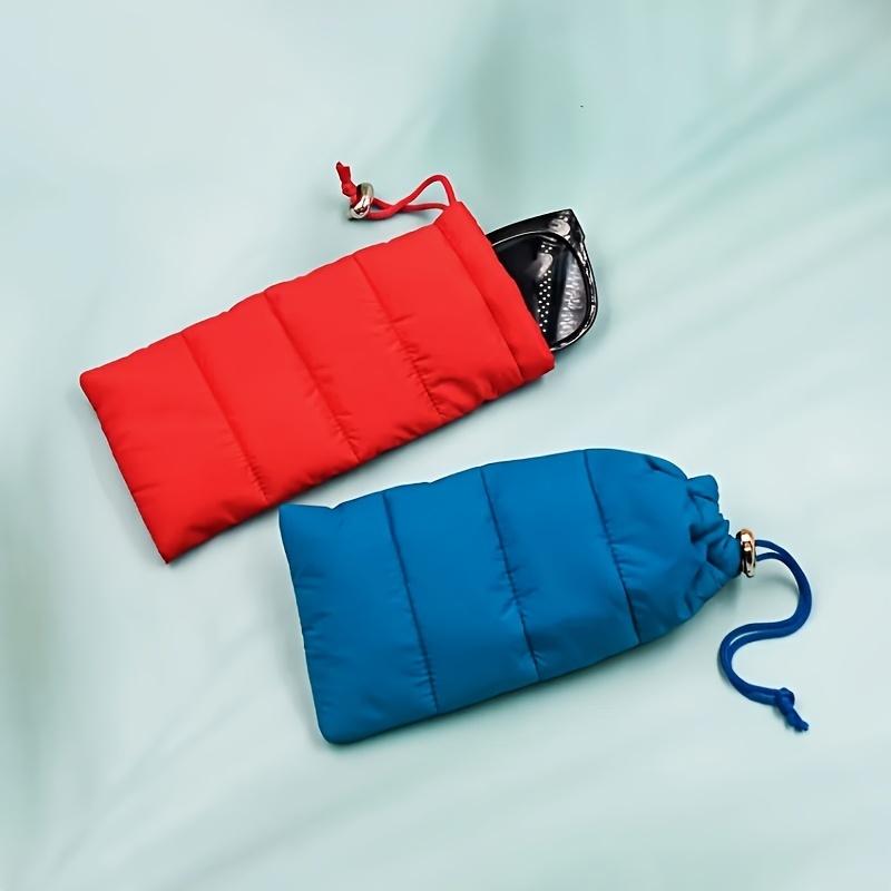 1pc Soft Quilted Nylon Eyeglass Case, Soft Padded Drawstring Glasses Pouch, Protective Spectacle Storage Bag