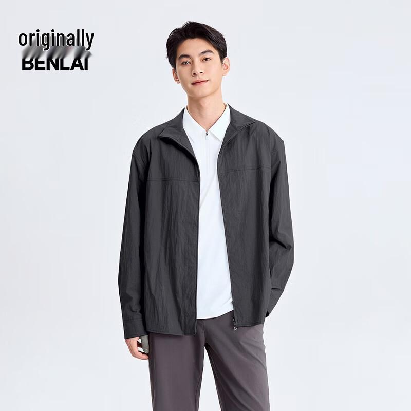 Benlai Men's Stand Collar Loose Long Sleeve Casual Shirt