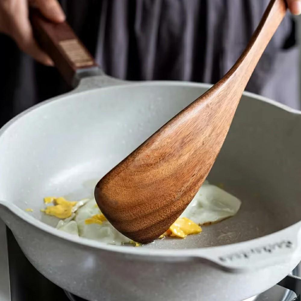 8 szt./zestaw Drewniane przybory kuchenne Nieprzywierająca łopatka z długą rączką, łyżka, narzędzia do gotowania (Bez FDA, bez BPA)