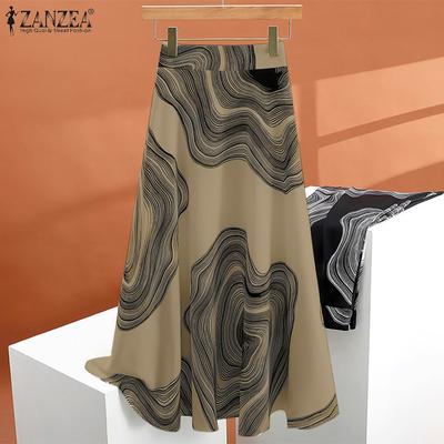 Women Casual Elastic Waist Summer Printing Long Skirts