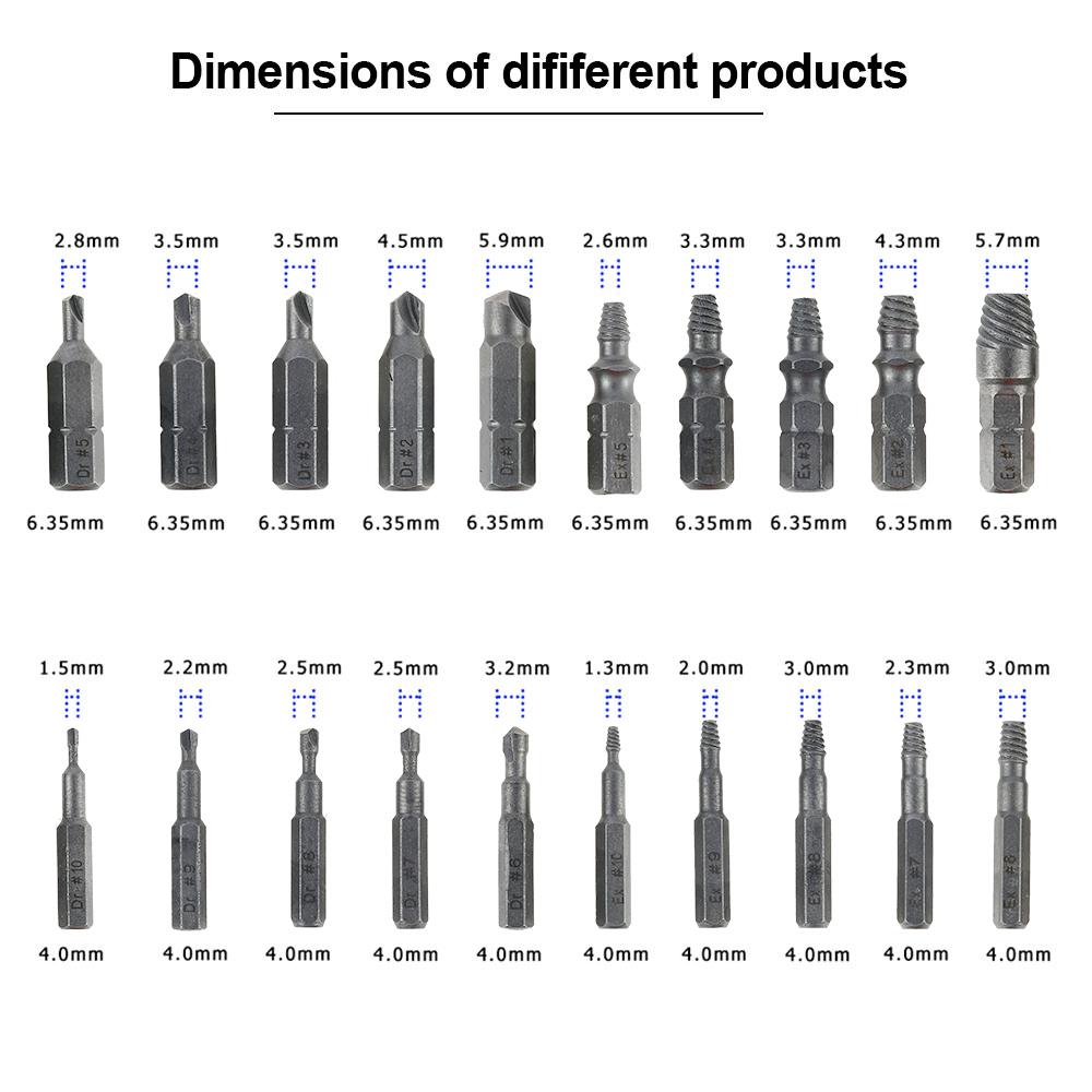 22 Stück Beschädigter Schraubenausdreher Bohrer Zweckwerkzeuge HSS Abgebrochen Speed Out Easy out Bolzen Stehbolzen Ausgedrehter Schraubenausdreher Werkzeug