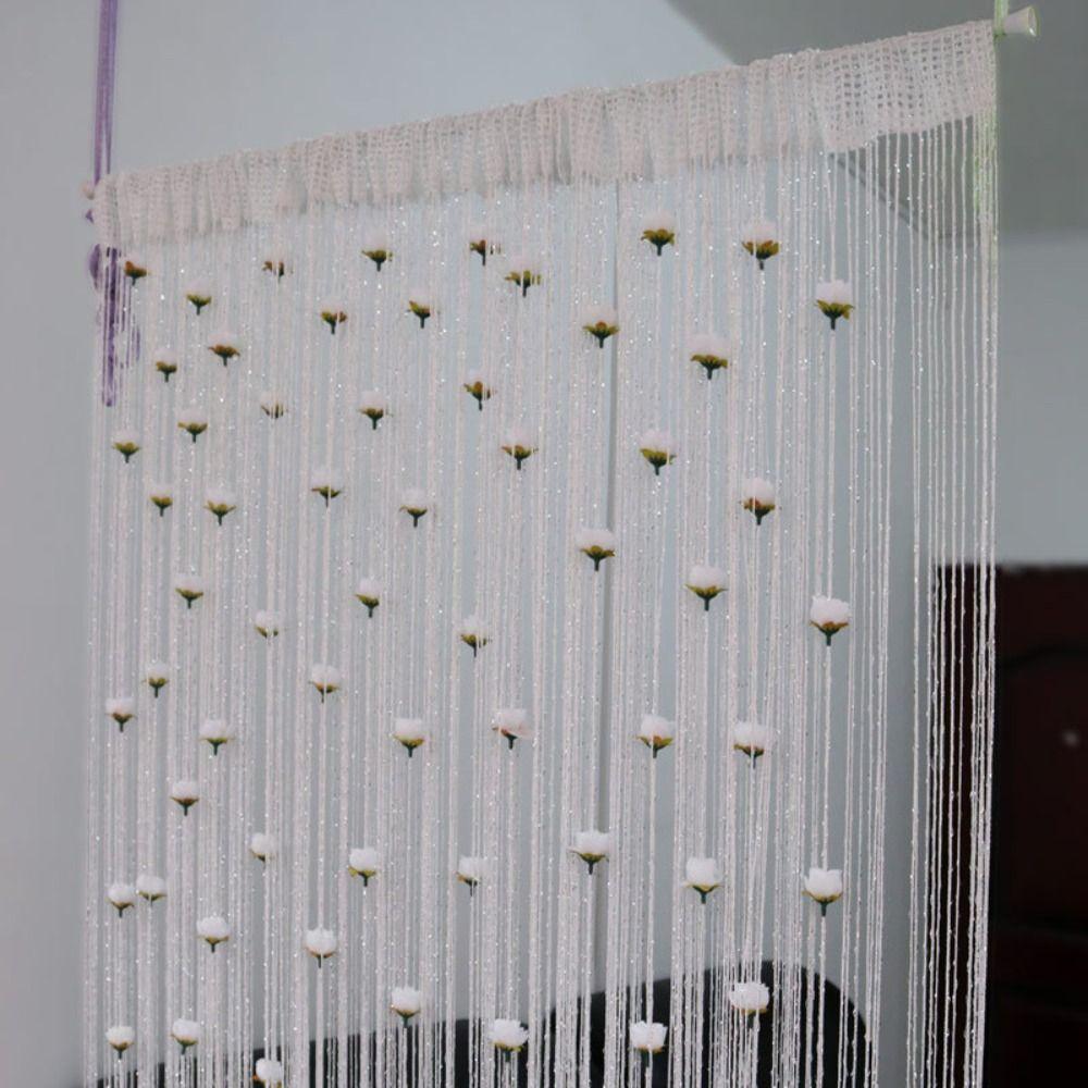 Shiny Door Curtain Room Divider Tassel Window Curtain Rose Flower String Curtain  Home Decor