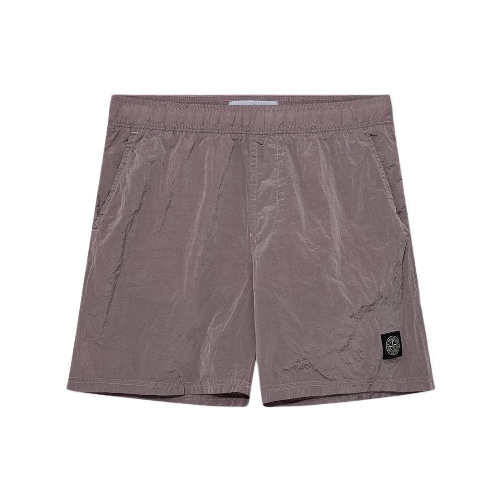 

STONE ISLAND Ss24 Металлический нейлон Логотип Эластичная талия Прямые шорты кэжуал Мужские шорты Розовый 8015B0943-V0080 S