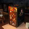 DIY Wooden Magic Shop Book Nook Shelf Insert Miniature Model Kits Bookshelf With Light Bookend for Friends Birthday Gifts