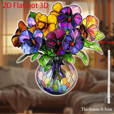 2D plat acryl violet art deco vanger, grafisch plantenthema/woonkamer, buitenveranda, slaapkamer kantoor/decoratieve hanger