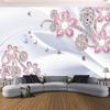 Pink Flower Mural Floral Leaf Brick Wallpaper Living Room Bedroom Restaurant Wall Murals