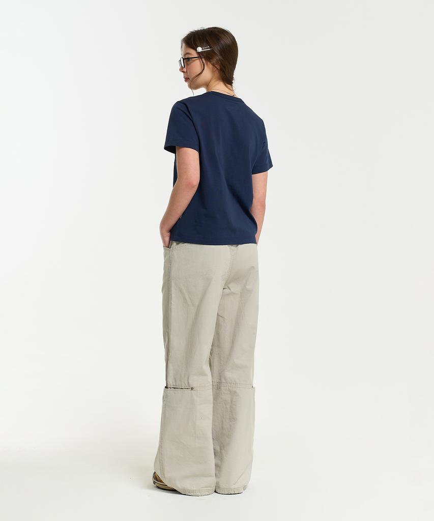 AECA (Woman) Aeca Symbol Felt Half Sleeve Tee-Navy