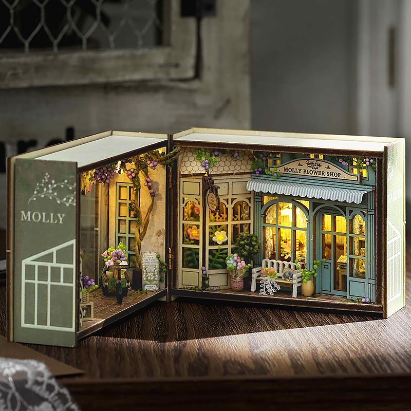 DIY Miniatur Puppenhaus 3D Puzzle Kleines Haus Montage Bau Modellbausatz Spielzeug Zuhause Mit Möbeln Beleuchtung Holzhandwerk Geschenke