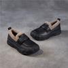 Johnature Genuine Leather Flat Slip-on Cotton Shoes Casual Soft Sole With Plush Warm Women's Loafers