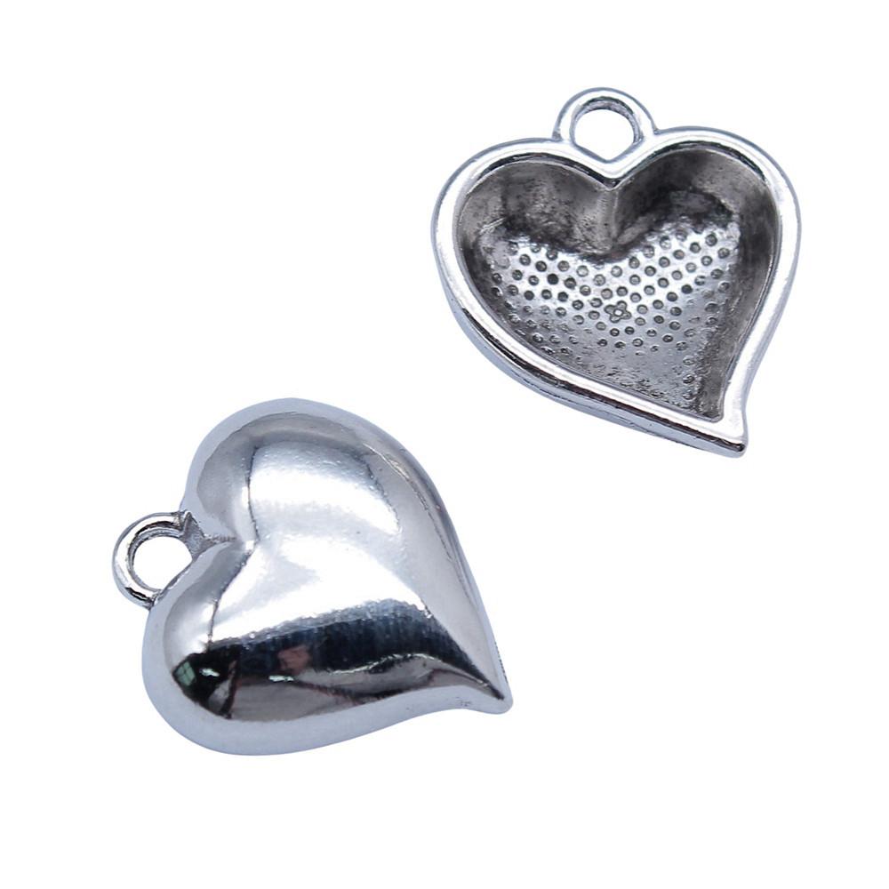 Filigree Heart Charms Antique Alloy Pendants For Vintage Floral Jewelry