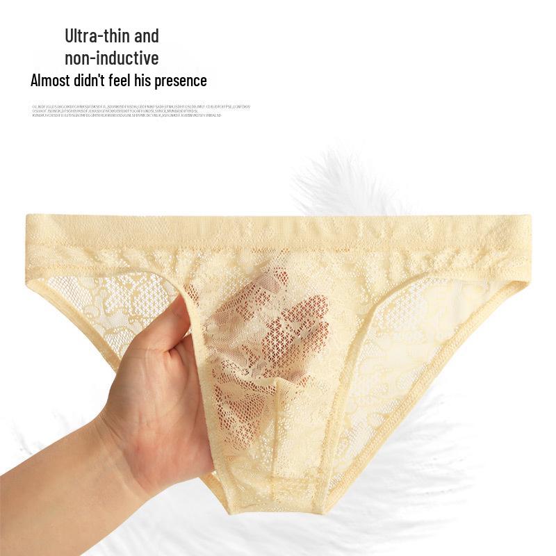 Youye Чоловічі прозорі мереживні дихаючі труси з низькою посадкою