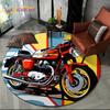 3D Retro Vintage Motorcycle Cartoon Round Area Carpet Rug for Living Room Bedroom Kid Playroom Decor,Pet Area Rug Non-slip Gift