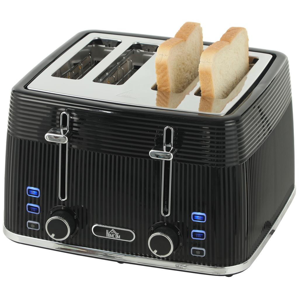 4 Slice Toaster with 7 Browning Levels, Bread Toaster with Removable Crumb Tray, Black
