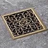 Copper Material For Floor Drain European Brass Shower Drain Bathroom Accessories 10x10cm Square Odor Prevention 1Set