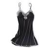 Women's Silk V-Neck Lace Trim Pajama Camisole Nightgown