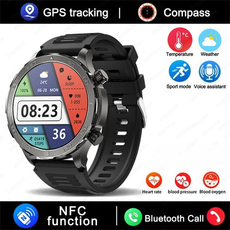 

New GPS Smart Watch Men HD Screen Sports Fitness Compass Heart Rate NFC IP68 Waterproof HD Bluetooth Call Smartwatch GPS Smart Watch чорний