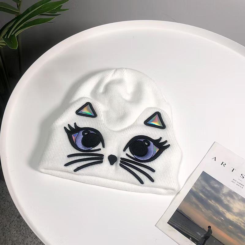 .Damen Winter Niedlich Tier Katze Hut Häkelmütze Mützen Fotografie Strickmütze Kappe