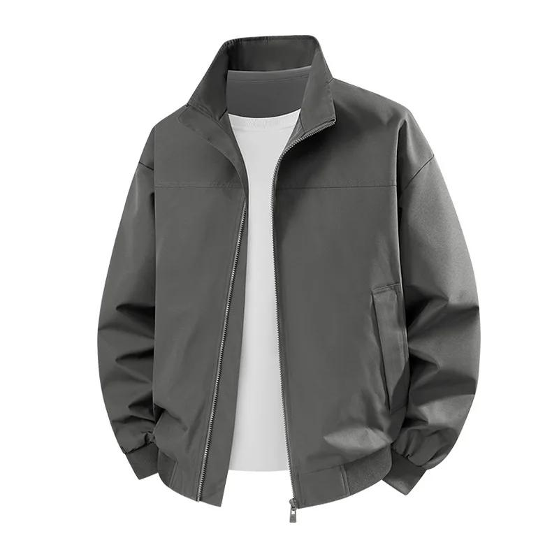 Men's Spring Autumn Vintage Jackets Stand Collar Loose Windproof Outerwear Coats Men Moto Biker Jacket