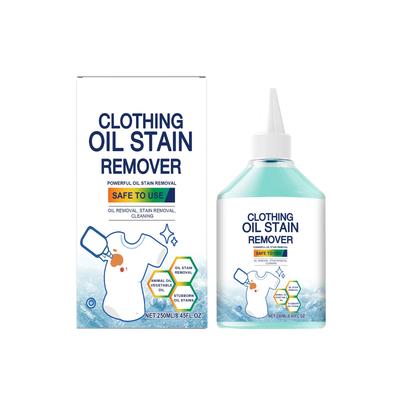 Kleidungsölfleckenentferner, Ein leistungsstarkes Reinigungsmittel zur Entfernung von Schmutz und Ablagerungen, Ist speziell für Kleidung entwickelt, um Flecken zu entfernen, 250 ml