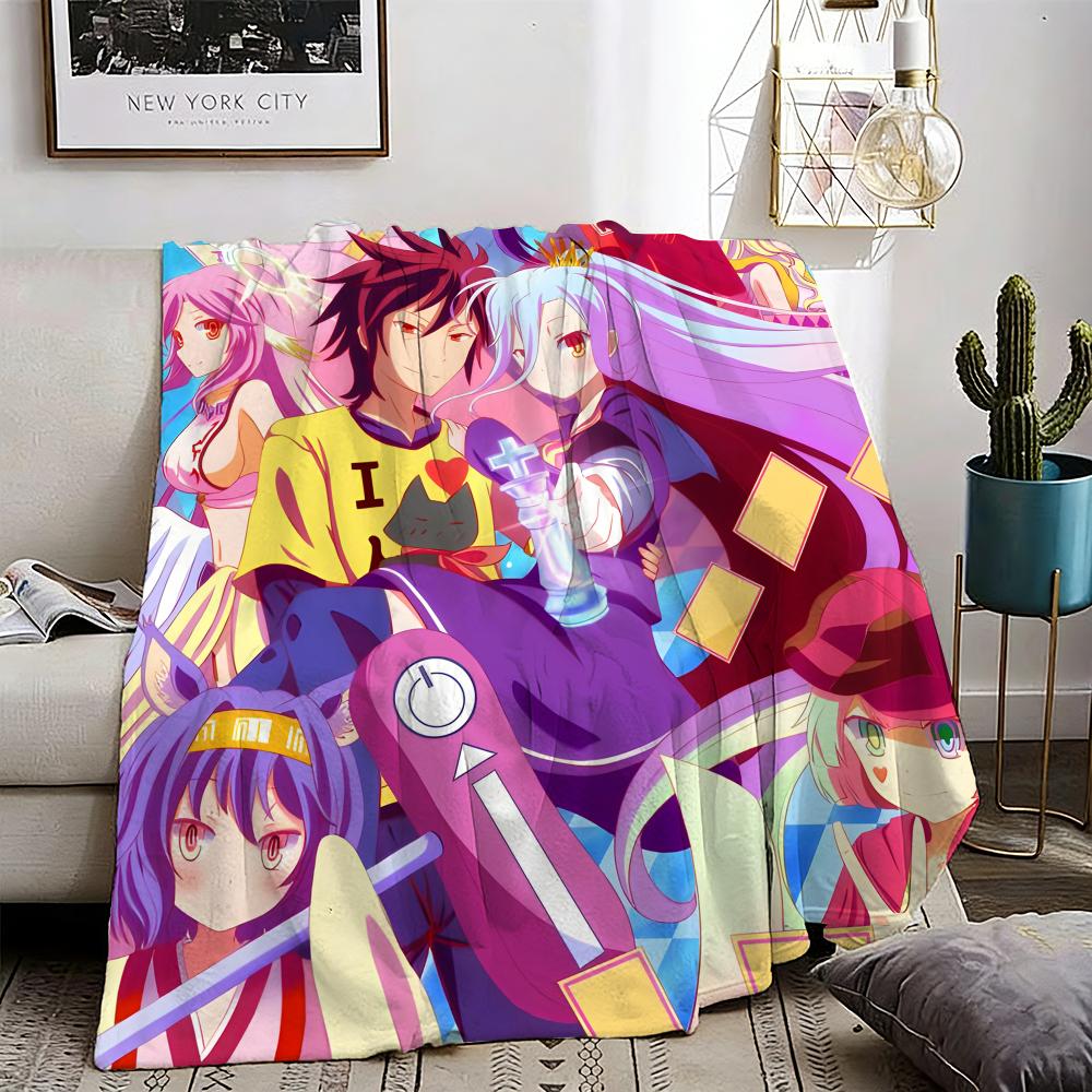 NO GAME NO LIFE Throw Lightweight 240g Flannel Blanket Soft Skin-friendly for Summer Cooling 75X95CM