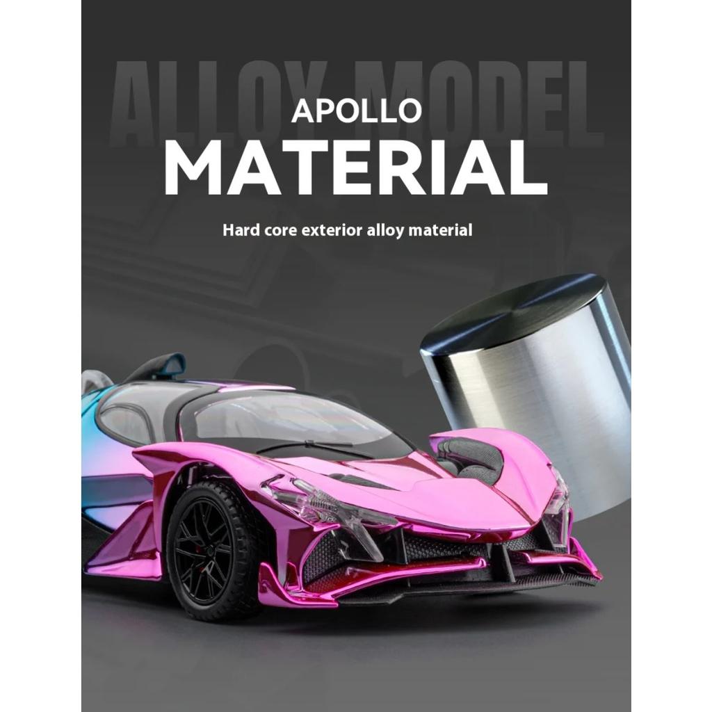 1/24 Scale Simulation Apollo EVO Plating Alloy Car, Sound and Light Children's Toy Car, Sports Car Model Collection Ornament Gift