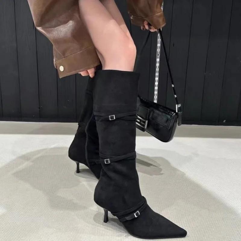 New in Woman High-heeled Boots Knee High about The Knee Trend 2025 Elegant Fashion Pointed Toe Designer Sexy