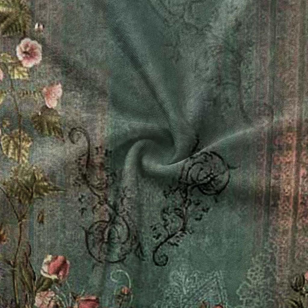 Women's Summer Plus Size V Neck Short Sleeve Knee Pocket Retro Flower Print Casual Dress