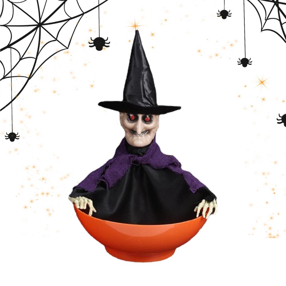 

Halloween witch candy stand screaming candy bowl animated witch candy bowl with lights and moving haunted house