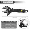 Motoforti Universal Adjustable Wrench, Wide Jaw Opening, Automotive Tool, Maximum Jaw Width, Steel, Black, 6