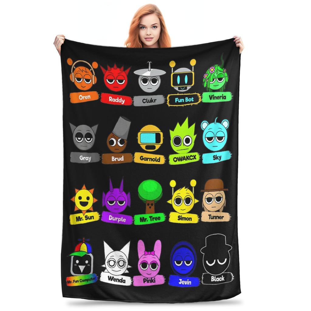 Incredibox Sprunki Game Blanket Fleece Spring/Autumn  Portable Warm Throw Blanket for Home Outdoor Plush Thin Quilt
