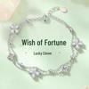 Double-Layer Four-Leaf Clover Bracelet In 925 Silver-Plate – Light Luxury Gift for Women, Ideal for Valentine's or Birthdays