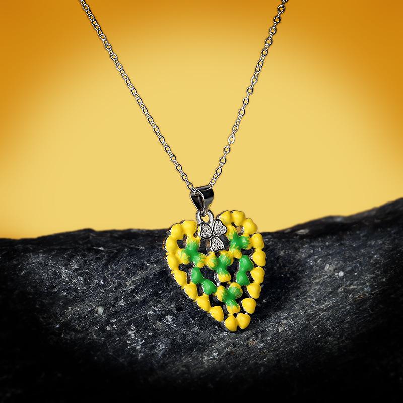 Emaille Mohnblume Edelstein Halskette Verstellbar Einfach Liebe Anhänger Weiblich