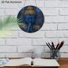 2D Flat Aluminum Vintage Blue Zen Buddha Putuo Round Metal Sign, Man Cave Wall Art Sign for Front Door, Zen Garden Accessories & Meditation Room